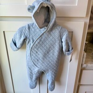Carter's Quilted Light Gray Hooded Baby Footie